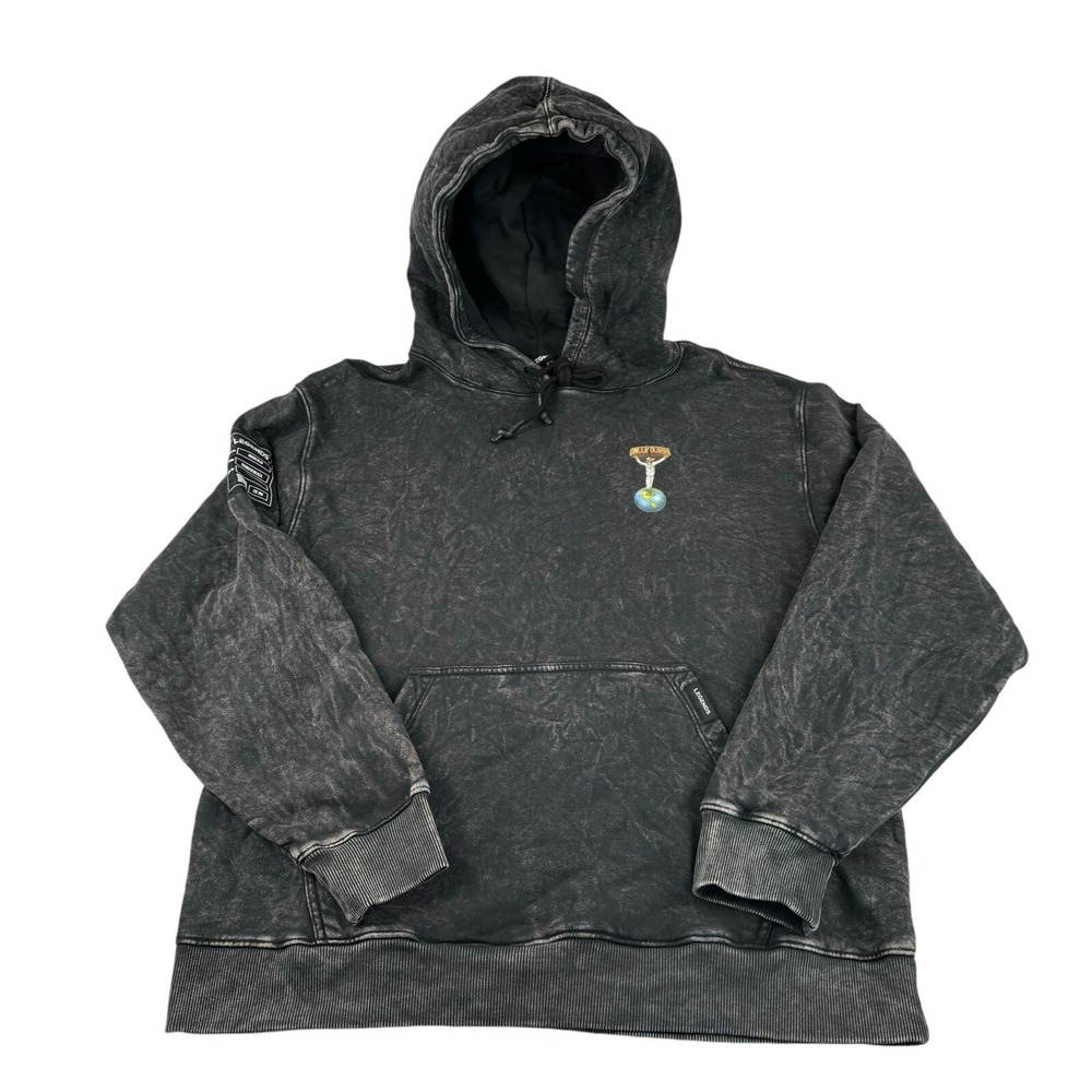 LEGENDS X Snoop Dogg Black Acid Wash Mens Hooded Sweater Size L 90250.24.24